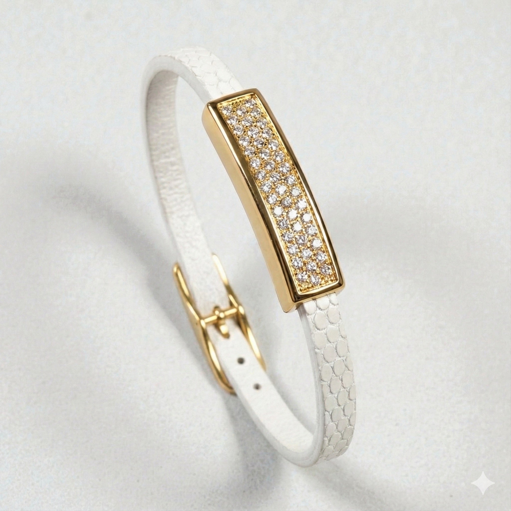 LYNGOT OR 18K | Full Pavé (Édition Haute Joaillerie – Diamants & Cuir Carmin)